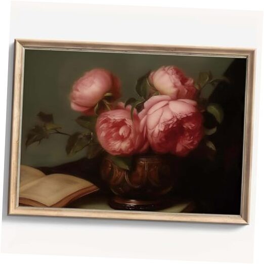 BACKYMRJCART Vintage Peony Floral French Country Wall Art 16"L x 24"W FGMDan