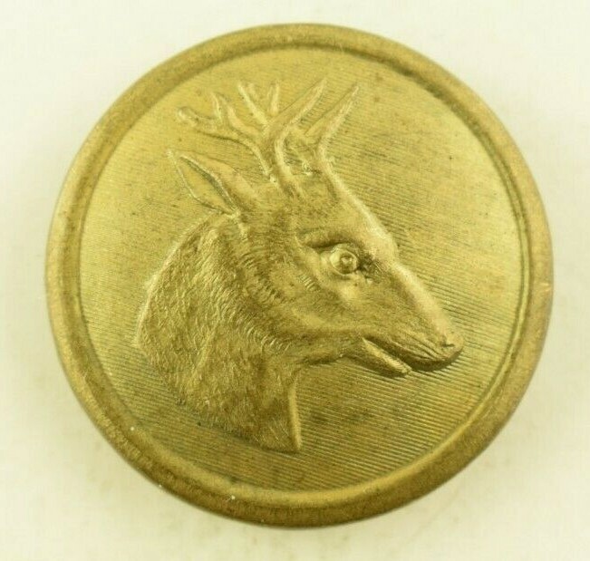 1860s-70s Realistic Deer head Lined Field Hunting Coat Sporting Button P8B