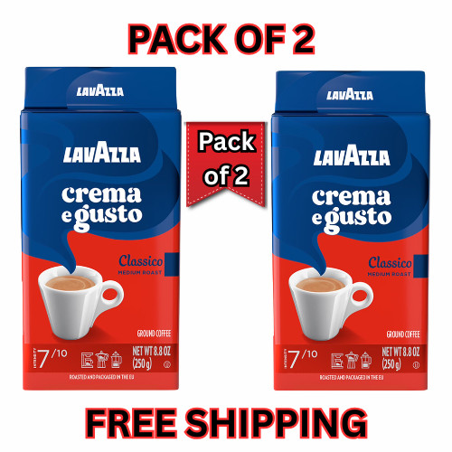 (2 pack) Lavazza Crema e Gusto Ground Coffee, Medium Roast, Arabica and Robusta