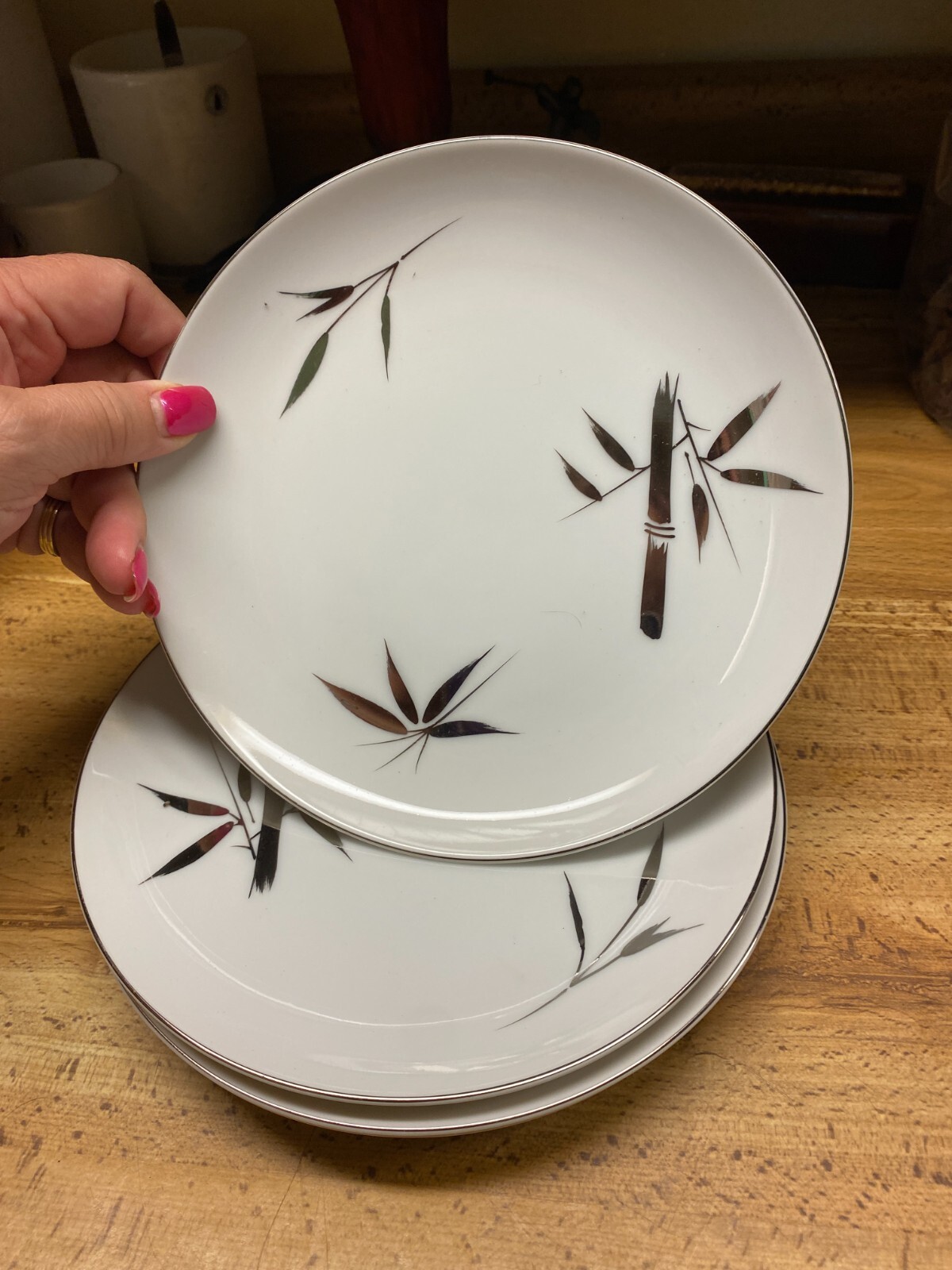 4 Vintage Royal Song SILVER BEAUTY Salad Plate 7 5/8"