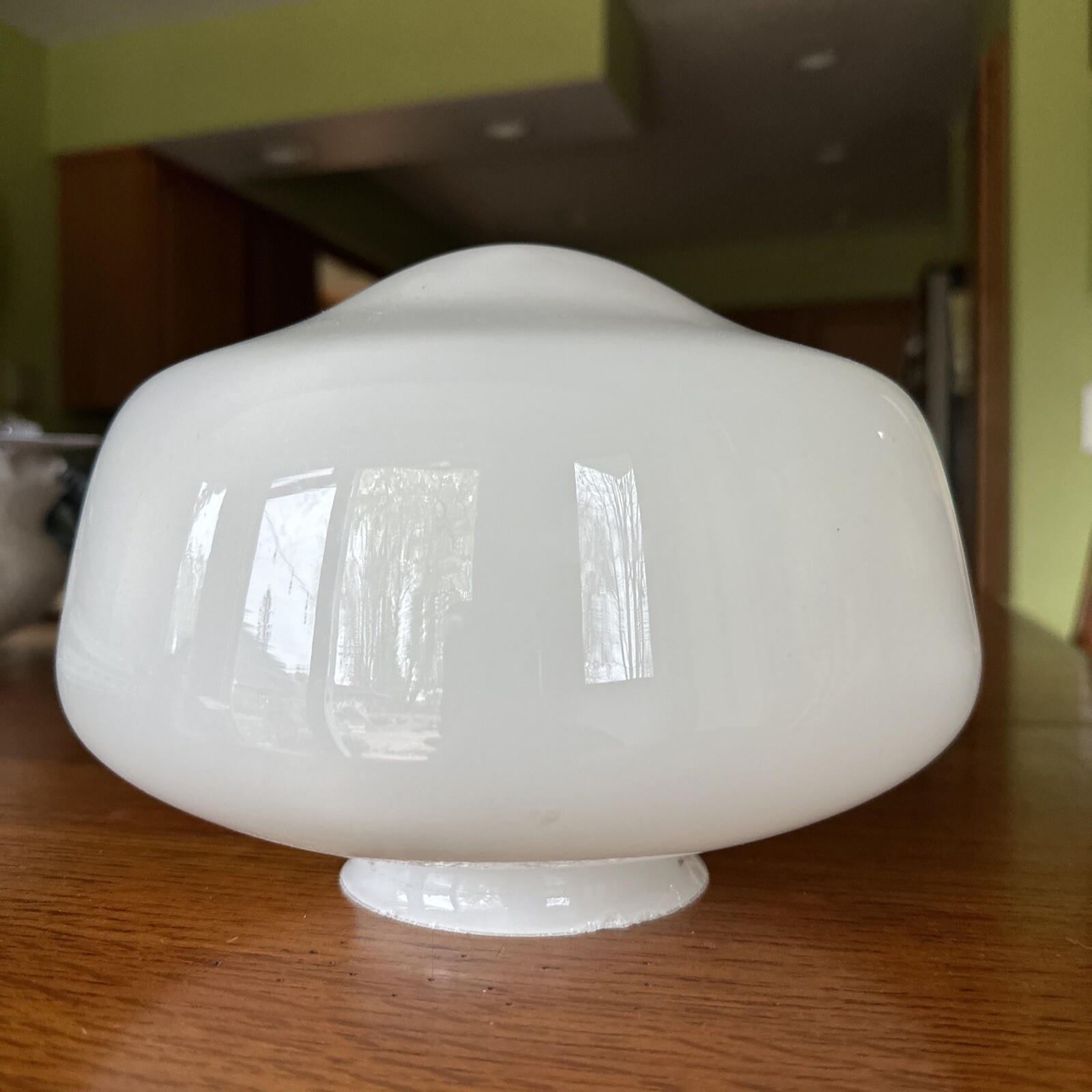 Vintage School House Ceiling Light Fixture MCM Milk Glass Globe Lamp Shade 9"