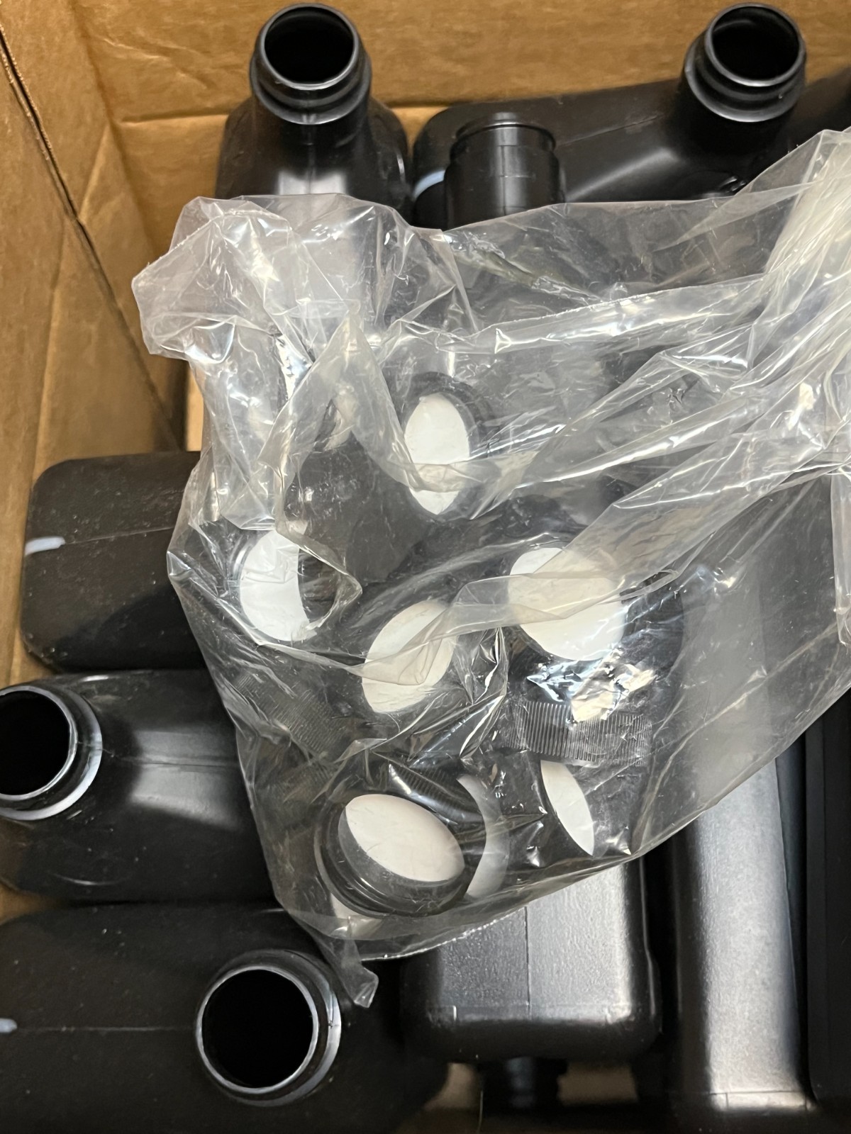 32 oz black HDPE bottles with 28mm neck - caps included - lot of 26