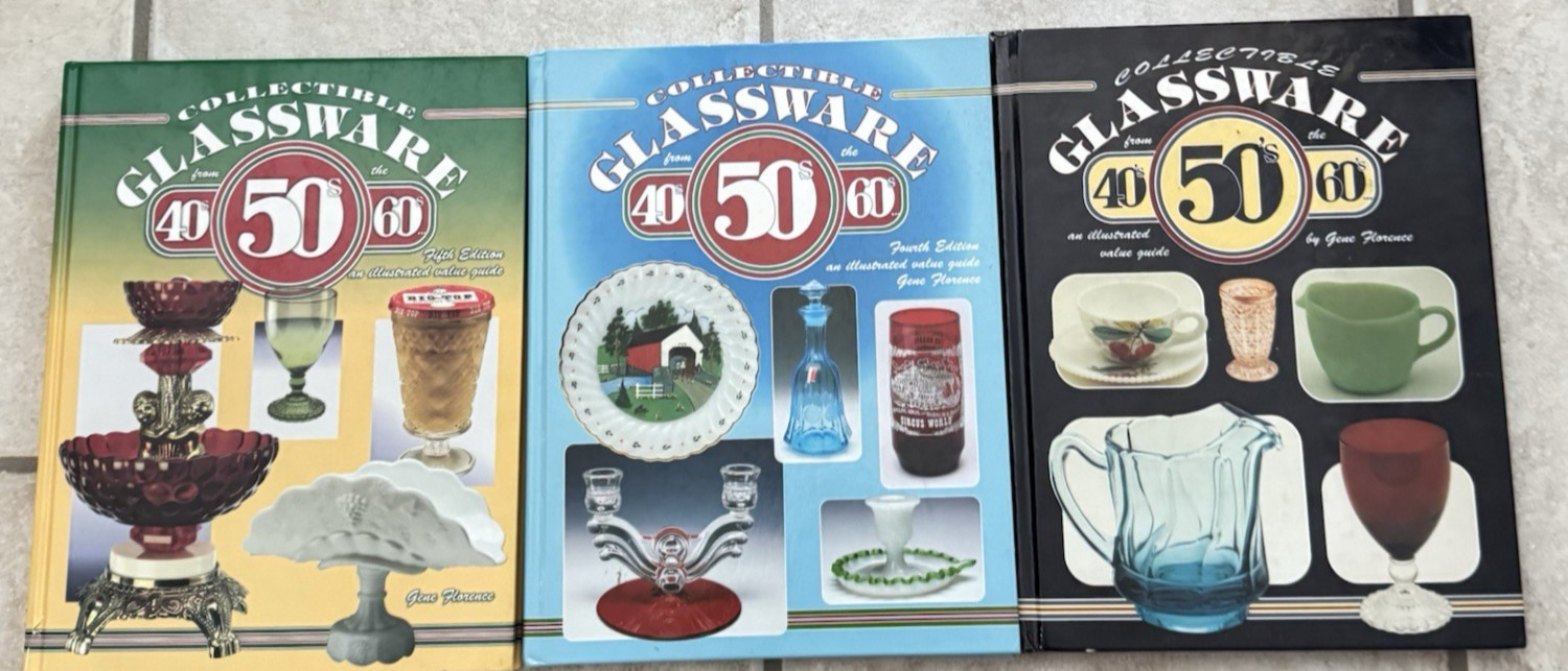 3 Collectible 40s 50s 60s Glassware Books By Florence Slightly Used