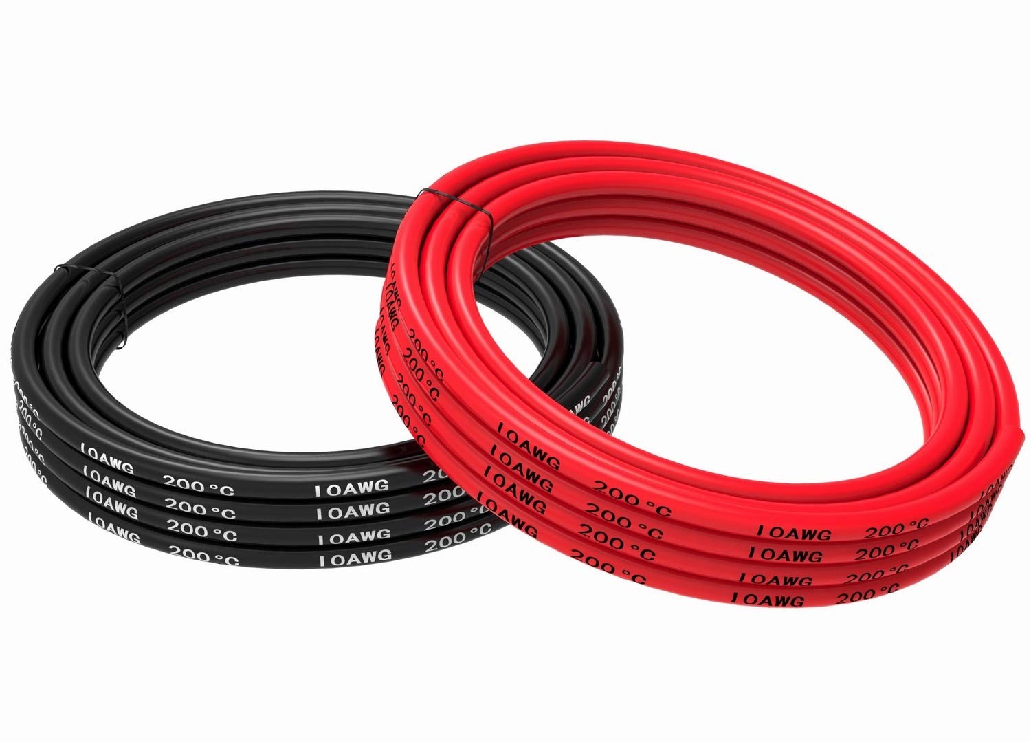 TUOFENG 10 AWG Silicone Wire 15ft Black Red High Temp Tinned Copper Stranded