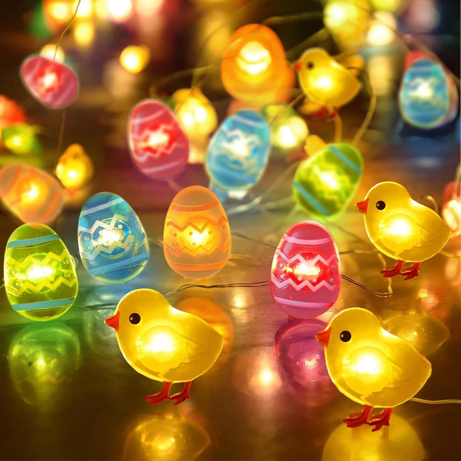 30 LED Easter Eggs String Lights Decorations - Battery Operated Garland with Min