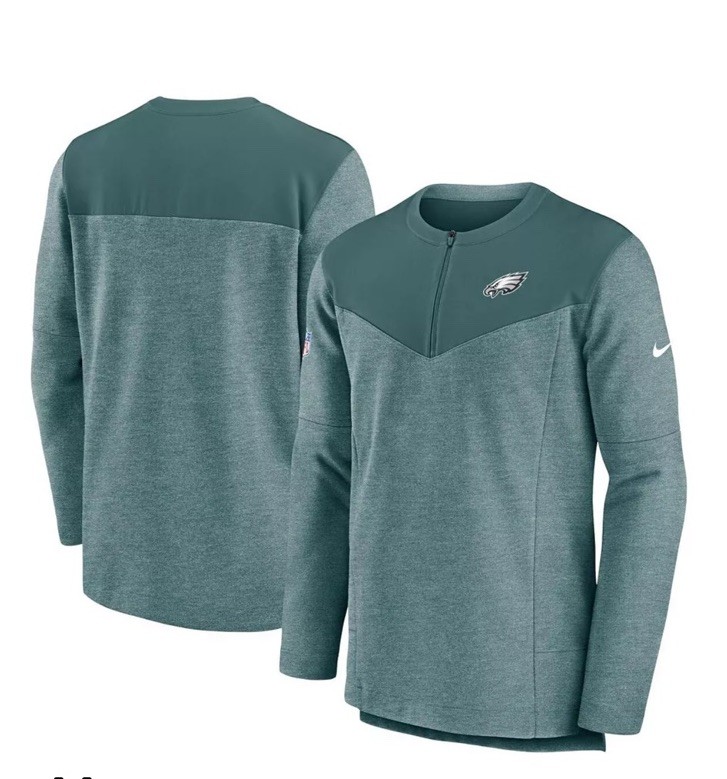 Nike Philadelphia Eagles Sideline Lockup Performance 1/4 Zip Jacket Green Large