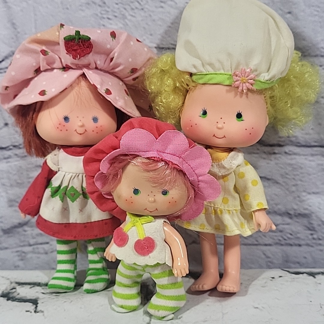 Vintage 80s Strawberry Shortcake Dolls Lot Of 3 Lemon Meringue - Cherry Cuddler