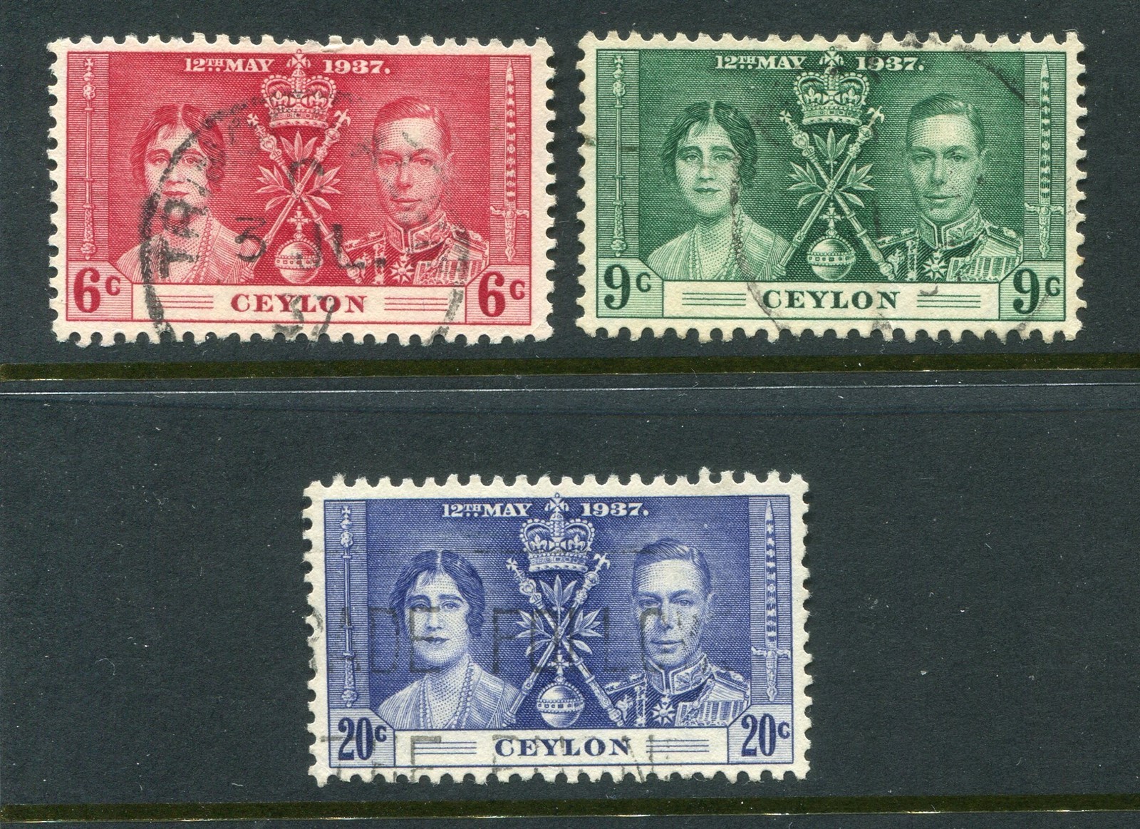Ceylon #275-277 Coronation George VI Complete Set [Used]