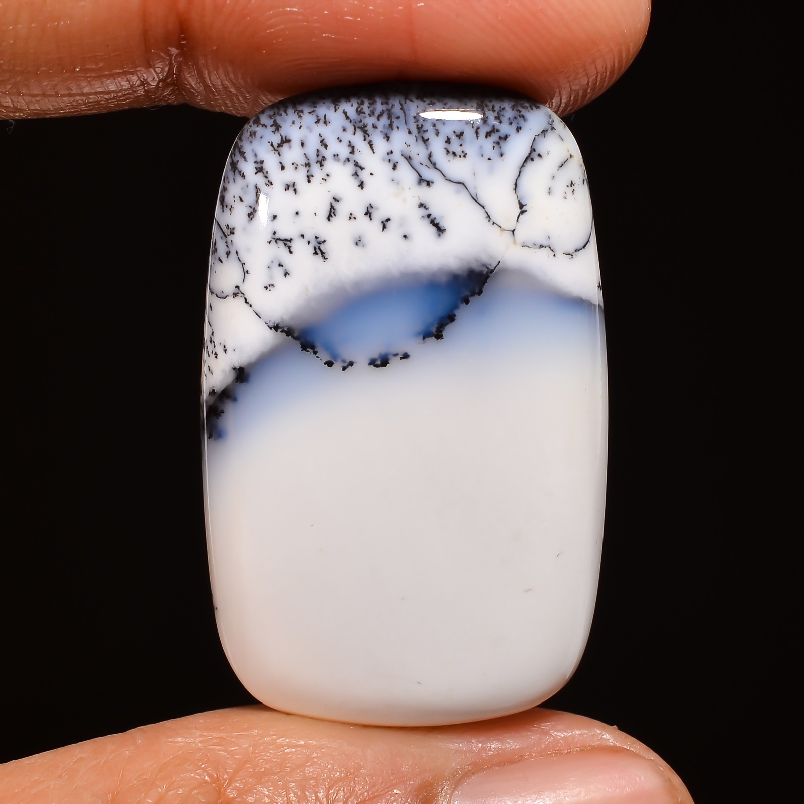 Natural Dendrite Opal Radiant Shape Cabochon Gemstone 20.5 Ct. 38X14X5 mm A-175