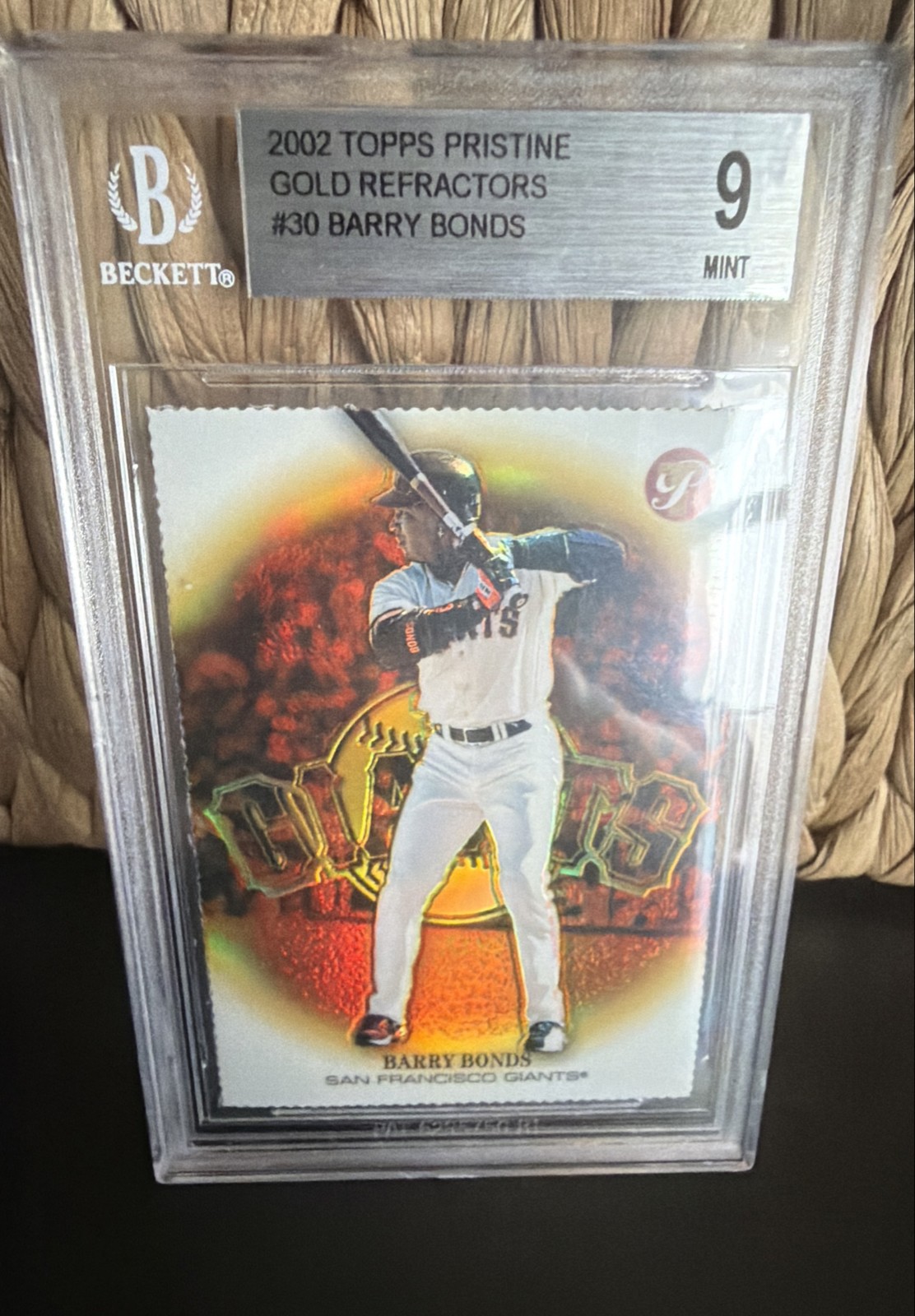 2002 Topps Pristine - Barry Bonds #30 Gold Refractor /70 BGS 9