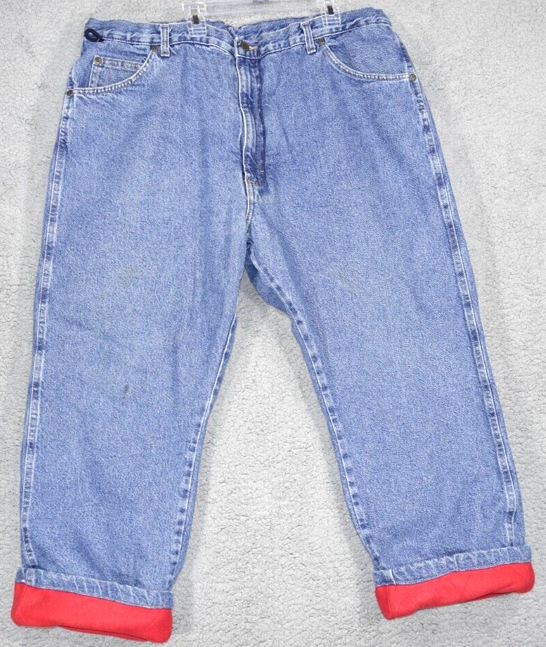 Wrangler Mens Jeans Workwear Flannel lined size 42x30 Cotton Denim