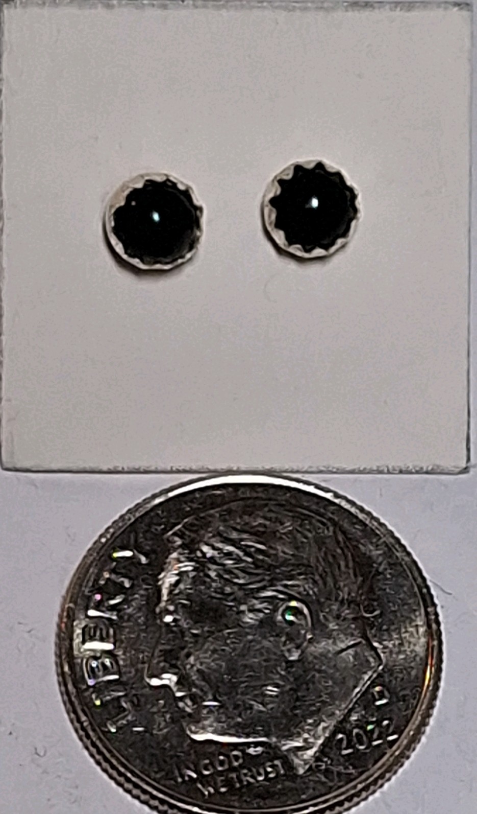 Native American Navajo Black Onyx Dot Stud Earrings 925