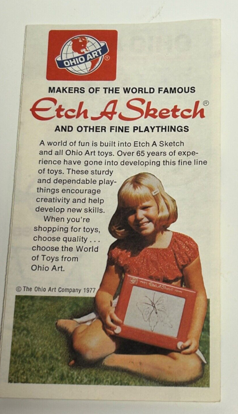 Vintage 70s ETCH A SKETCH Ohio Art Toy Ad Folder Brochure