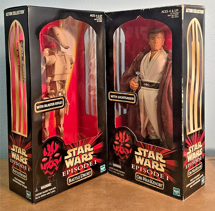 NIB VTG 1999 STAR WARS Episode 1 Action Collection OBI-WAN KENOBI & BATTLE DROID