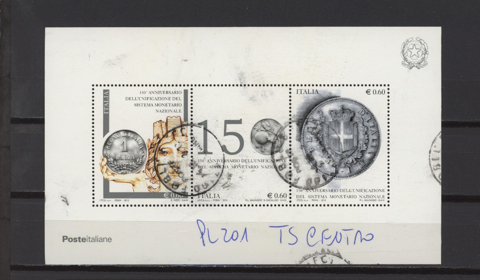 s58686 ITALY 2012 USED Unif. s/s monetary system