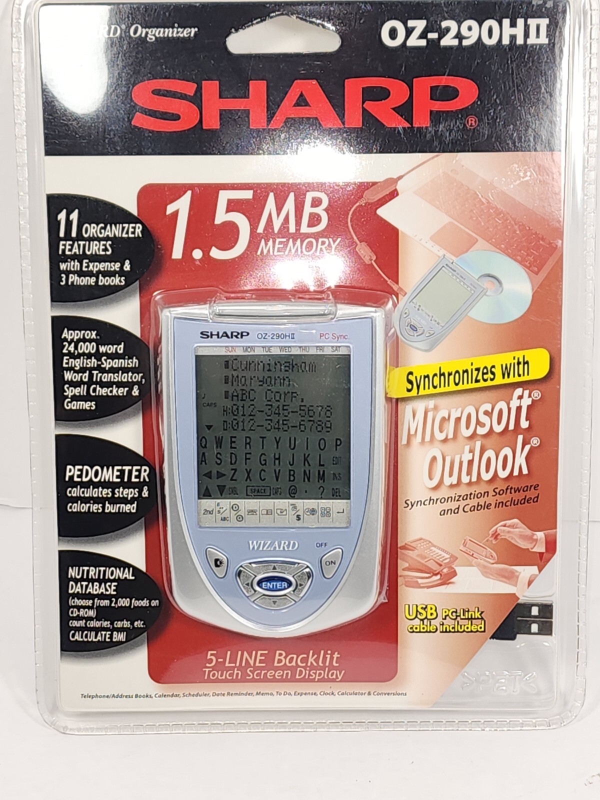 Digital Organizer Wizard Sharp OZ-290HII Spell Check Translator Games  Pedometer