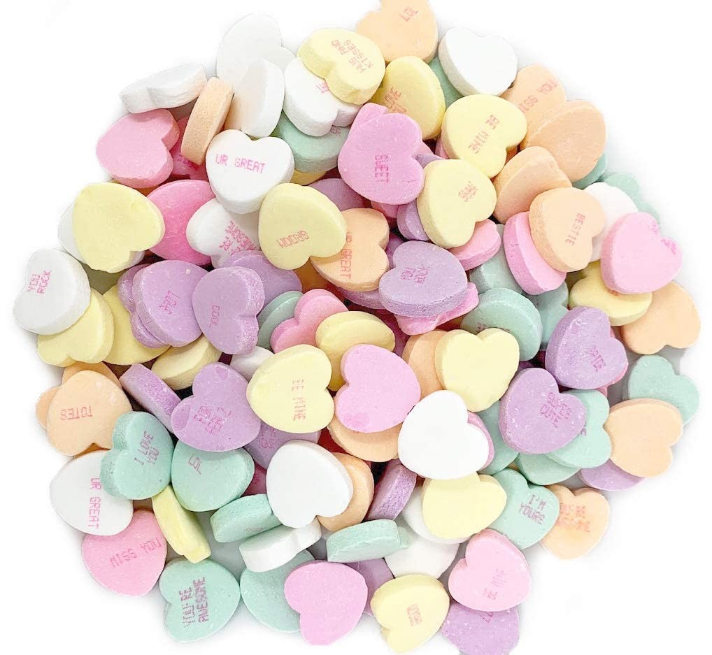 Conversation Hearts, Assorted Pastel Colors, Sweet Fruity Flavors, - 2 lb Bag