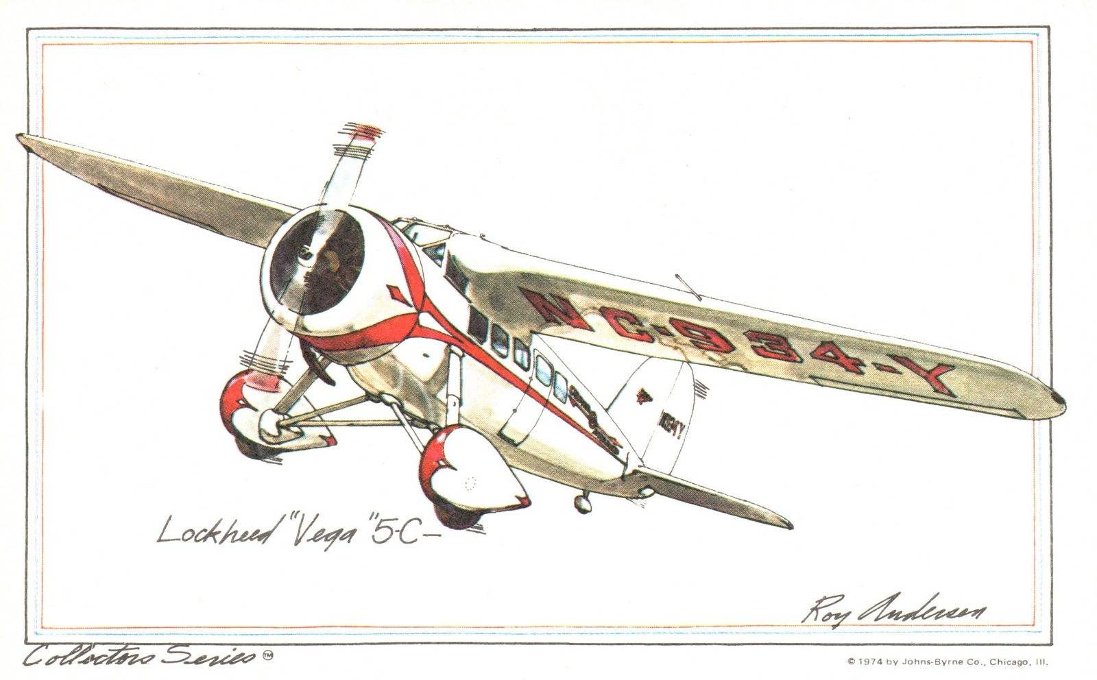 Lockhead Vega 5-C Last Finest All-Wood Vega Line Engine Cowling Plane Postcard