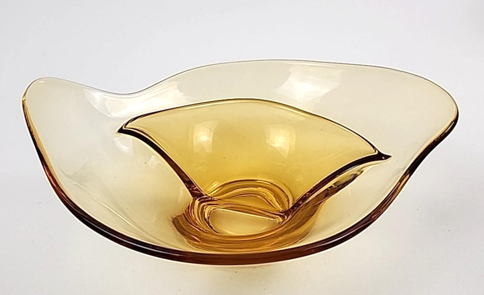 MCM Vintage Viking Amber Glass Divided Dish Excellent Condition 