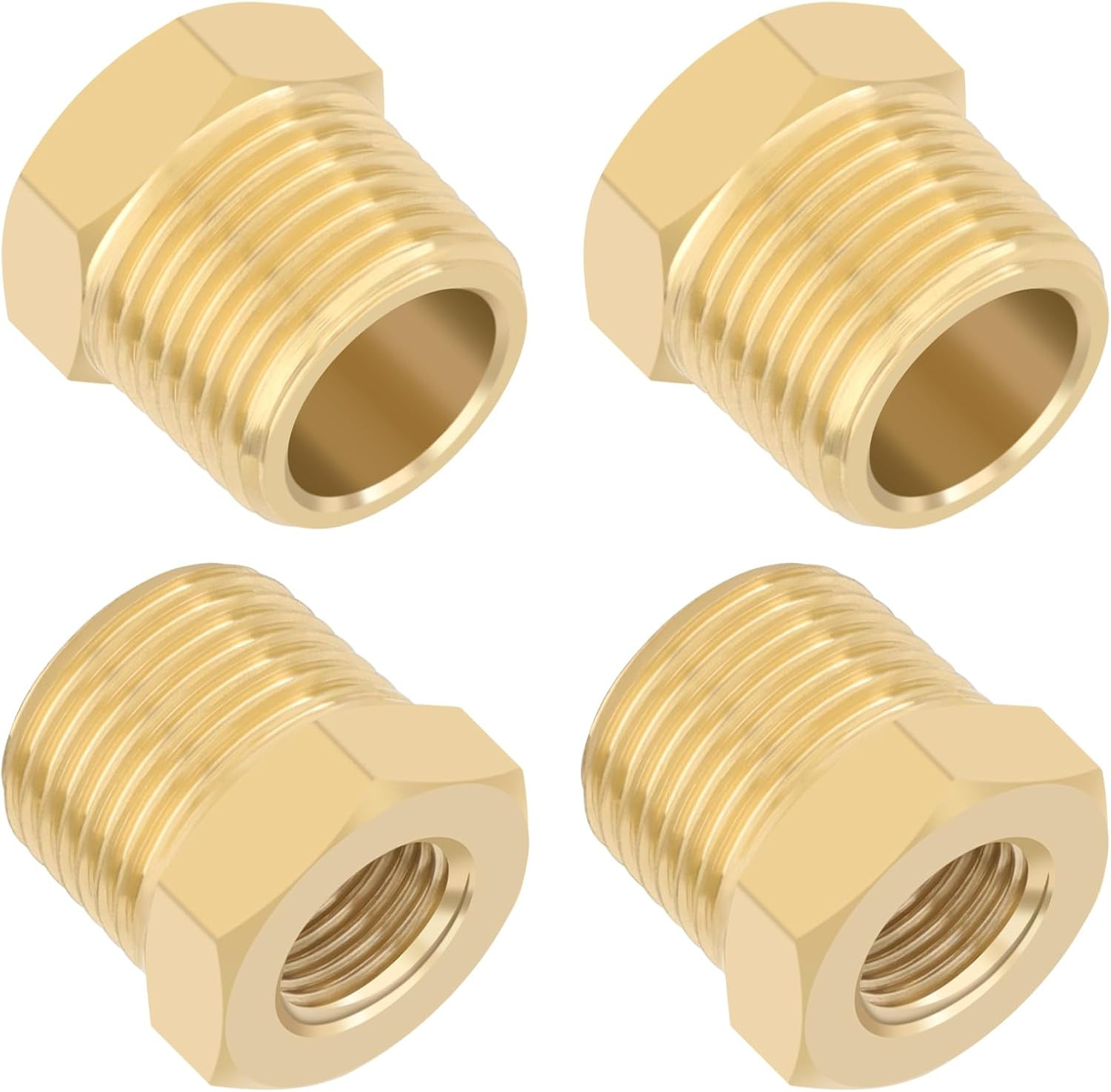 4Pcs Heavy Duty 3/8 NPT Male Thread to 1/8 NPT Female Thread Brass Reducer Hex B
