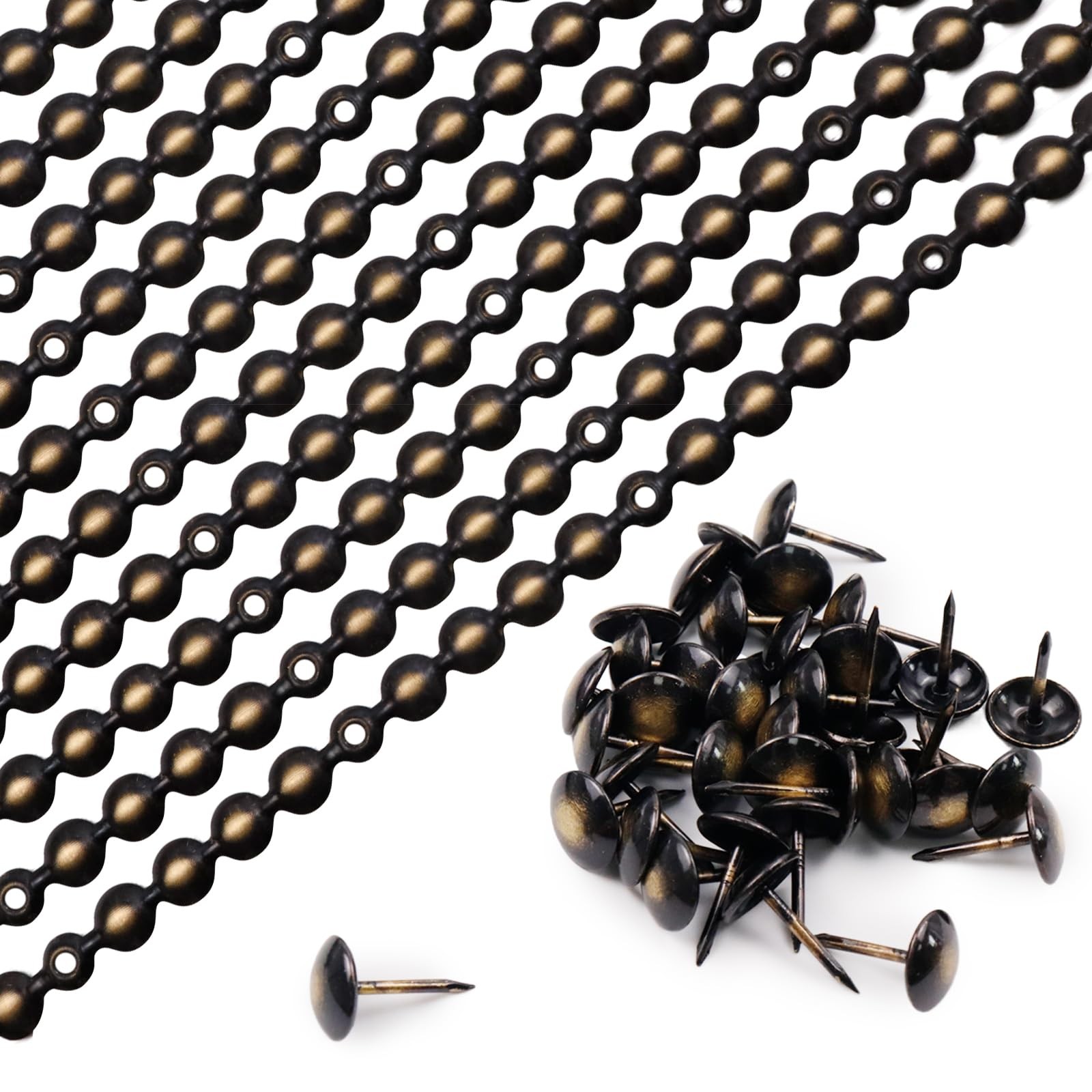 Antrader Upholstery Tacks Strips 10Pcs 1Meters 11mm/0.43inch, Bronze 