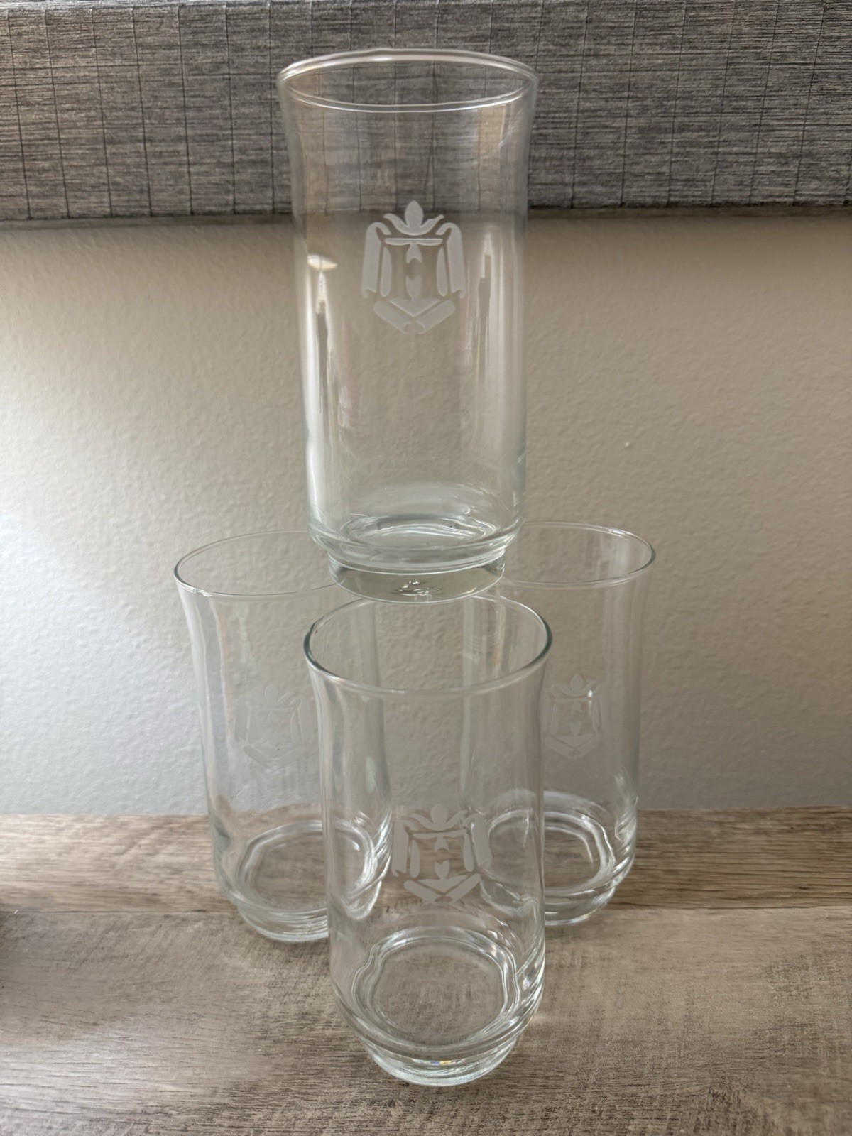 Monogram “H” Drinking Glasses Clear 16oz Barware Tumblers Set Of 4