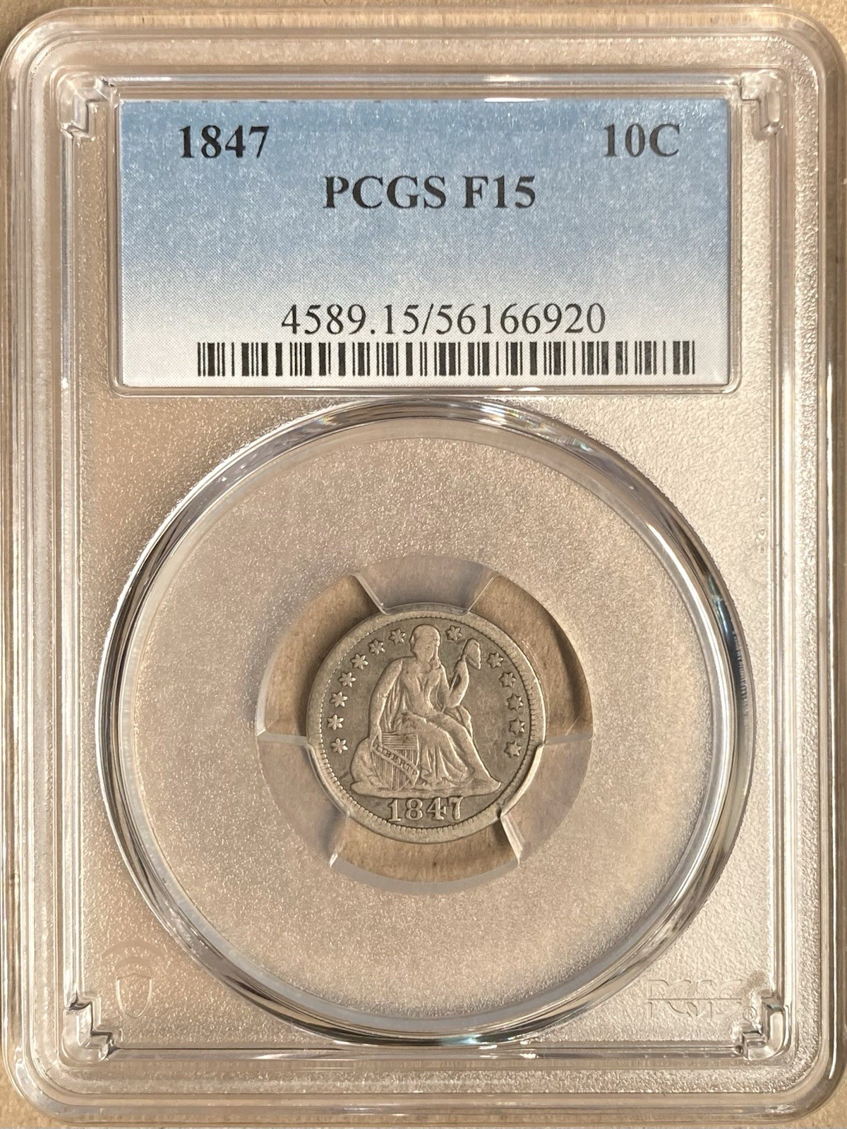 1847 PCGS F15 Liberty Seated Dime 10c