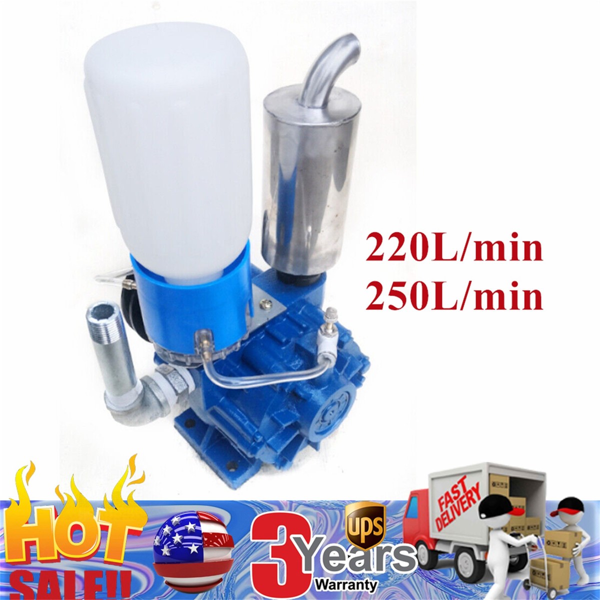 Vacuum Pump Electric Milking Machine 220L 250L/min Sheep Milker Tank Barrel USA