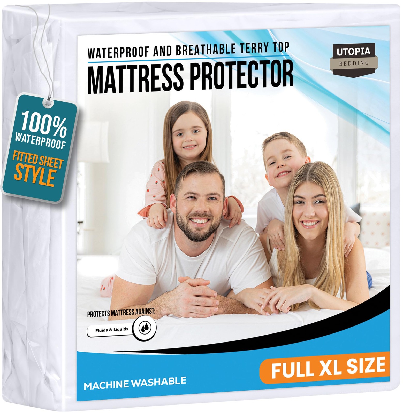 Waterproof Mattress Protector Full XL Size, Premium 200 GSM Terry Mattress Co...