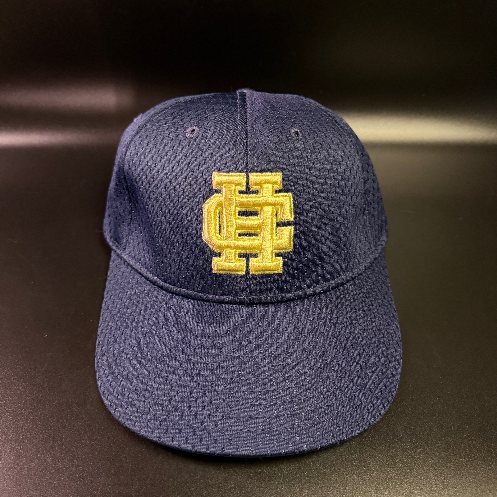 Holy Cross Proline Fitted Hat Cap Mesh Embroidered Logo Baseball Navy Blue