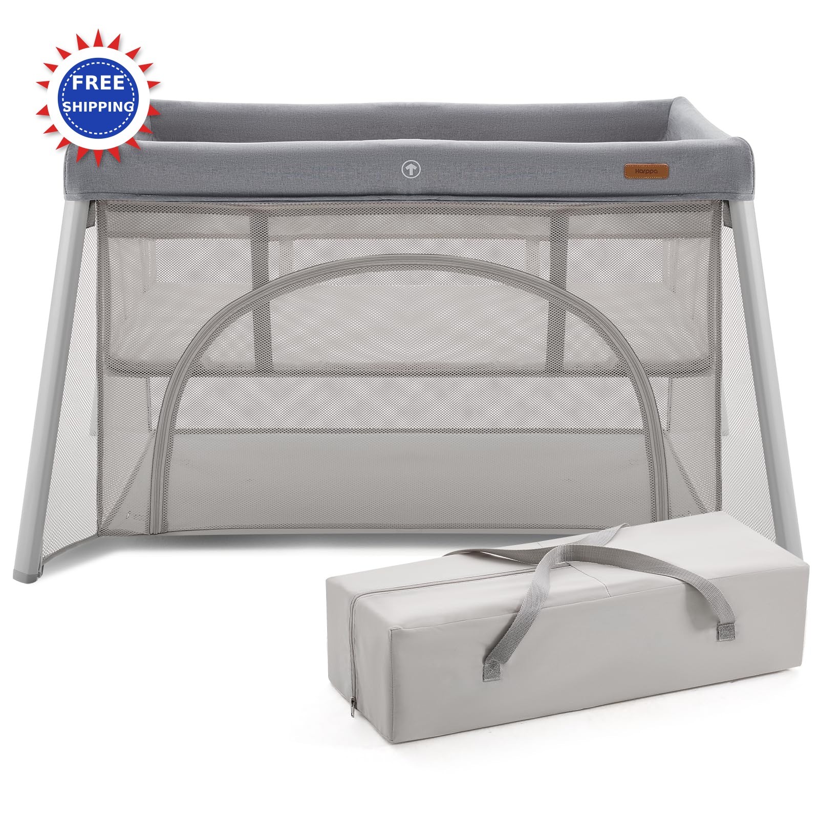 Portable Travel Crib Lightweight Foldable Pack and Play for Baby Toddlers Gray