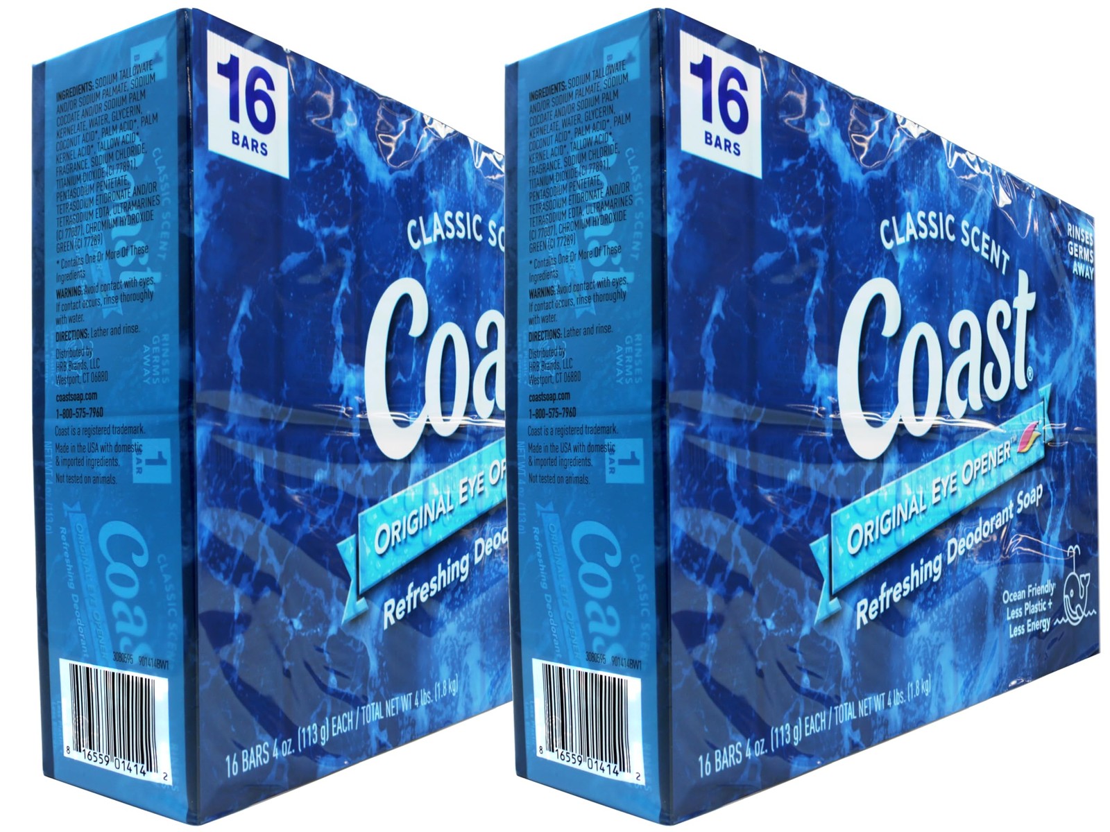 Coast Deodorant Soap Bars Classic Pacific Force Scent, 16 8 Count (Pack of 4) 