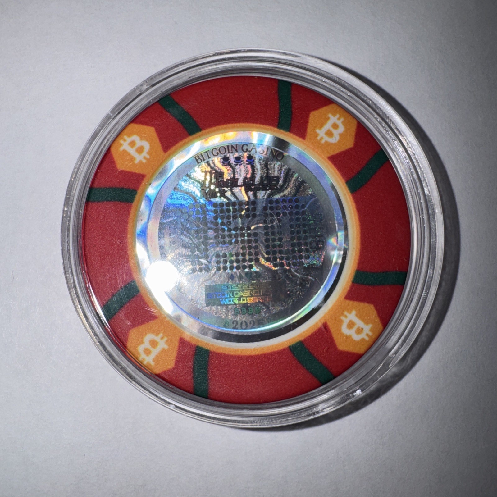 2025 1HoDLCLUB "Poker Chip" Bit coin 150 Bits Red Chip COA #9