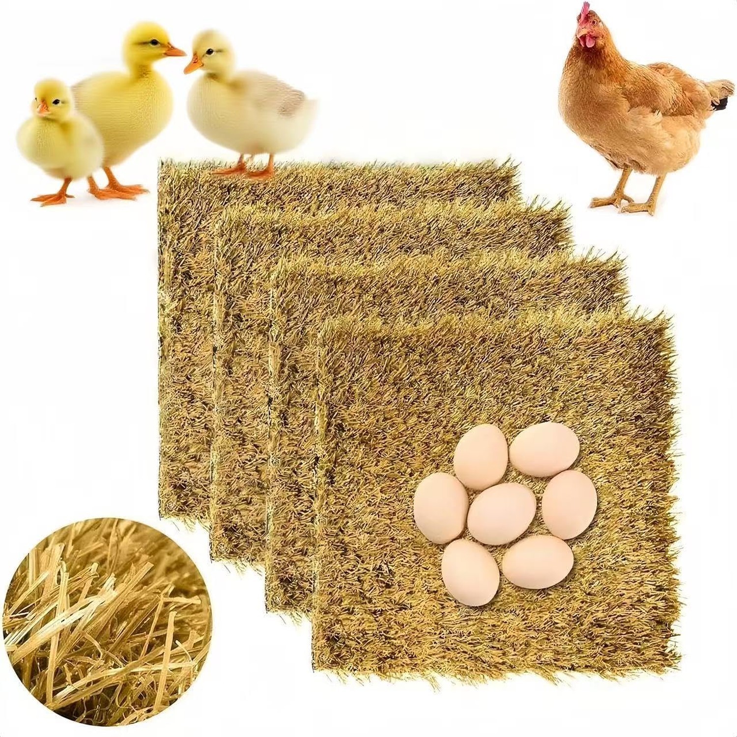 Reusable Chicken Nesting Pads - Washable Hen Laying Box Pads, 12"x12" Nesting...