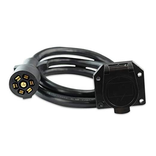 7-Way Trailer Extension Cord Wire 6 Ft - 7 Pin Connector Plug for RV Trailer, 
