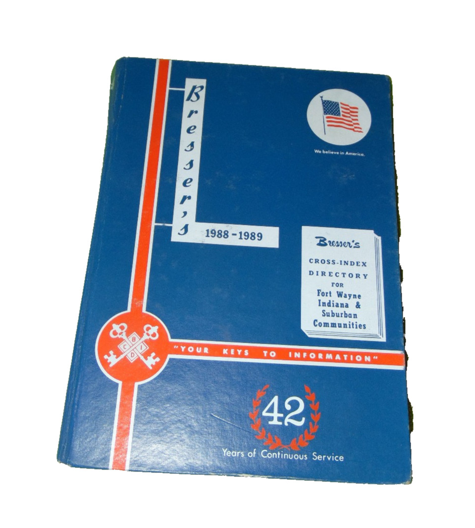 Bresser's 1988-1989 Fort Wayne Indiana City Directory Hardcover Good Condition