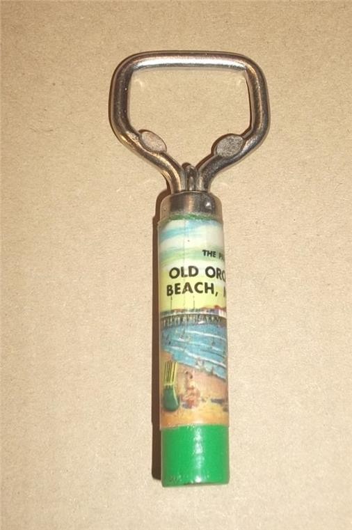 Vintage THE PIER at OLD ORCHARD BEACH, MAINE Sunbathers Swimmers Bottle Opener