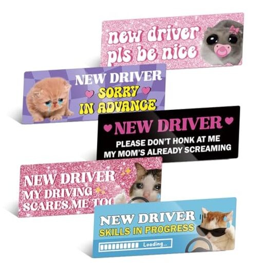 5Pcs Magnet for Car, Funny Student Driver Magnet Car Stickers for New Driver