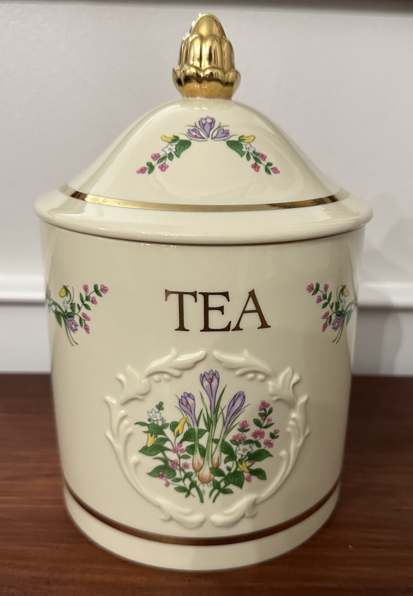 Lenox Spice Garden Porcelain 8" Tea Canister 1993