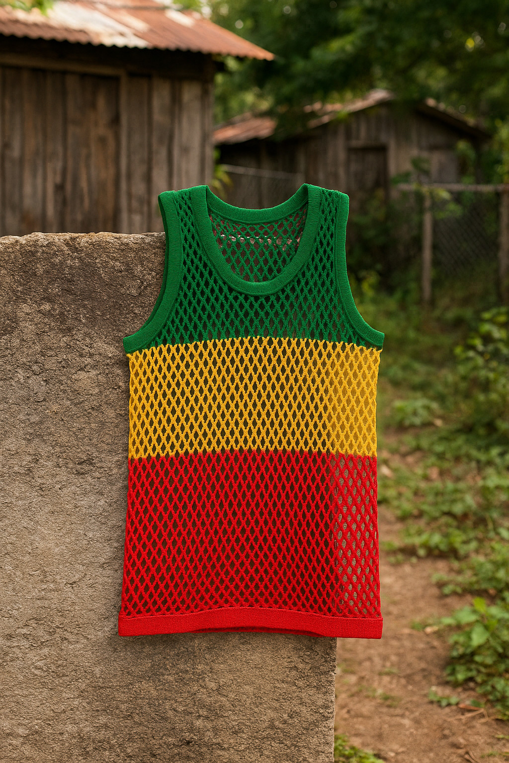 Authentic Rasta Mesh Marina  Jamaican Colors Tank | 100% Cotton Island Style*