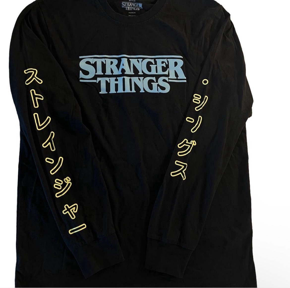 Stranger Things Black Long Sleeve T-Shirt Medium Japanese Demogorgon Graphic 