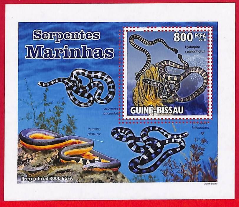 A5027 - GUINE-BISSAU - ERROR MISPERF Stamp Sheet - 2010 - Sea Serpents