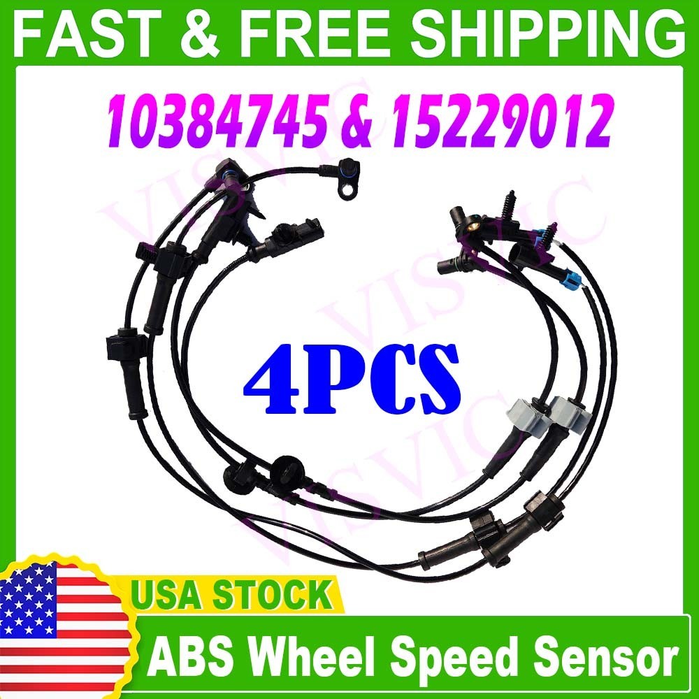 Front and Rear Left & Right ABS Wheel Speed Sensor 2 Pair for Chevy Silverado...