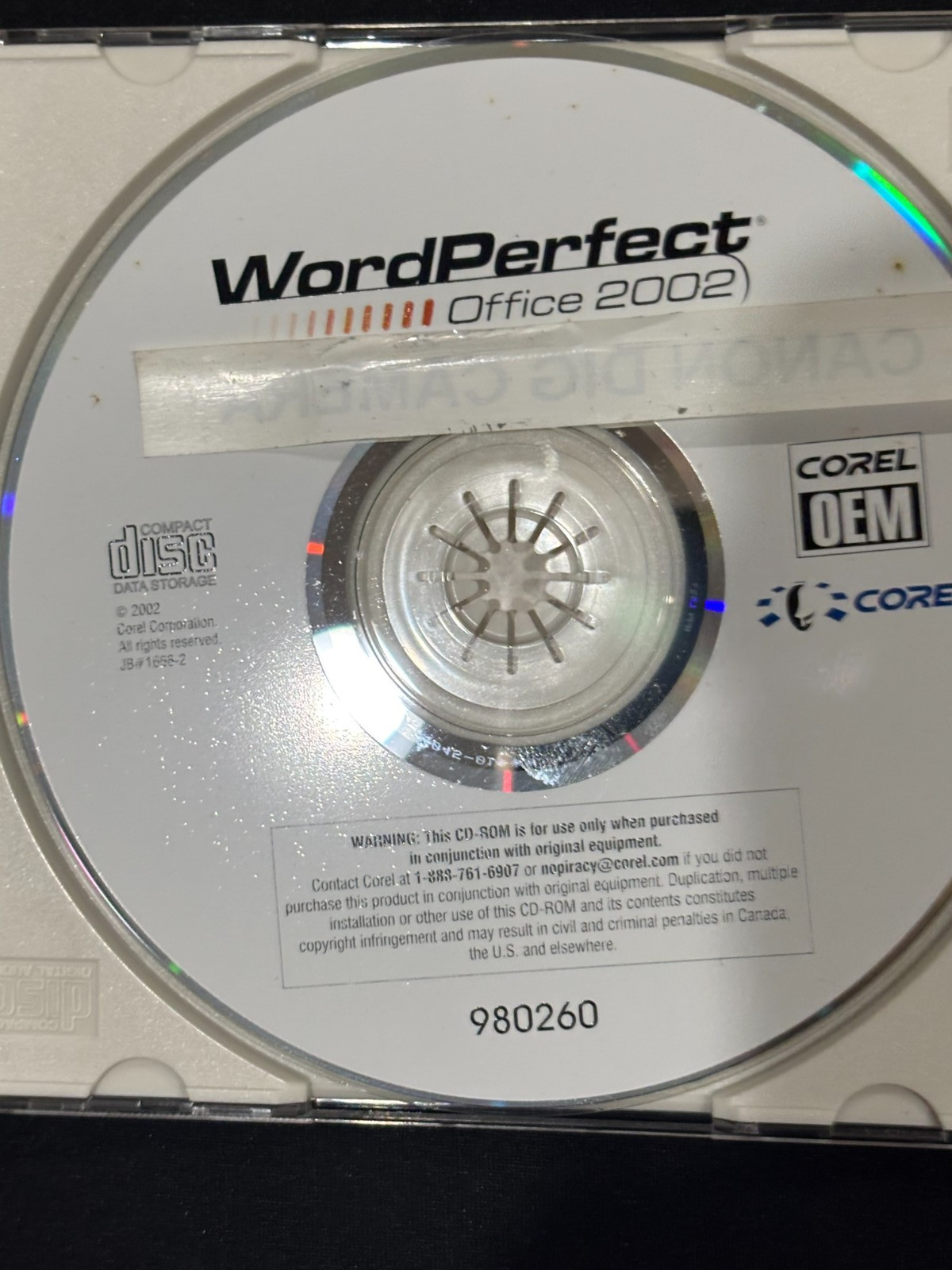 Corel WordPerfect  2002  Software Word Perfect Office w/ code
