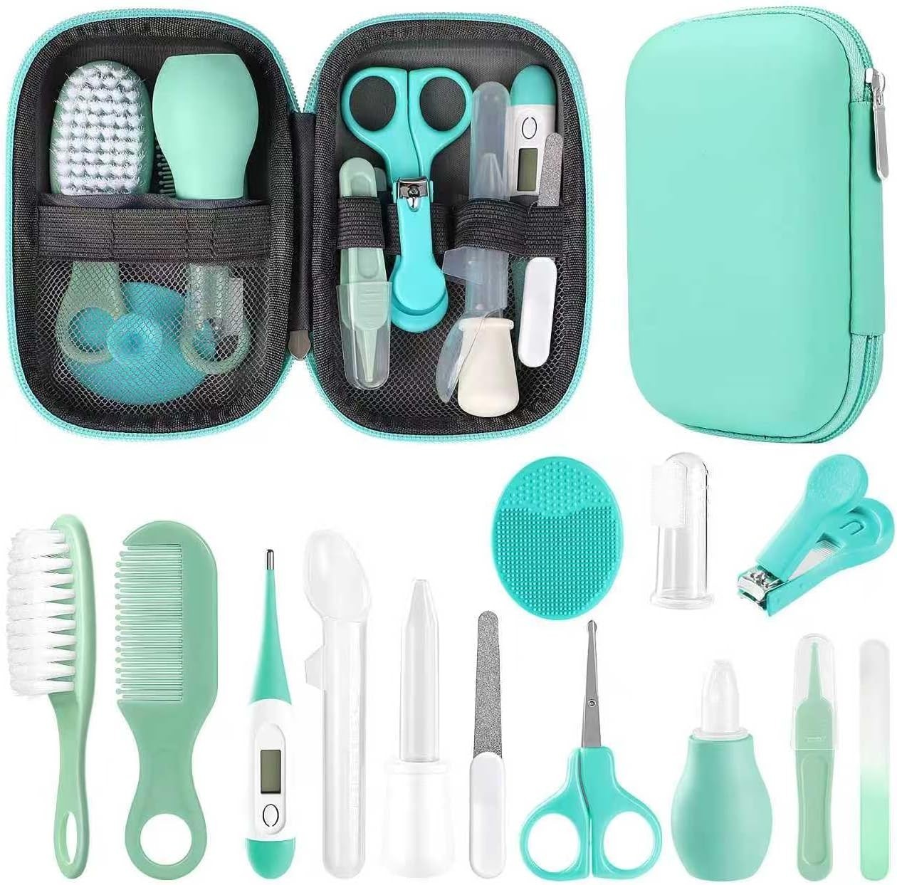 Baby Grooming Kit,Infant Safety Care Set w/ Hair Brush,Nail Clipper,Nasal Aspira