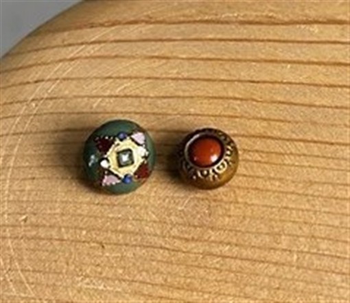 antique sewing buttons 19thc round balls shank lot 10 colored 6 metal original 