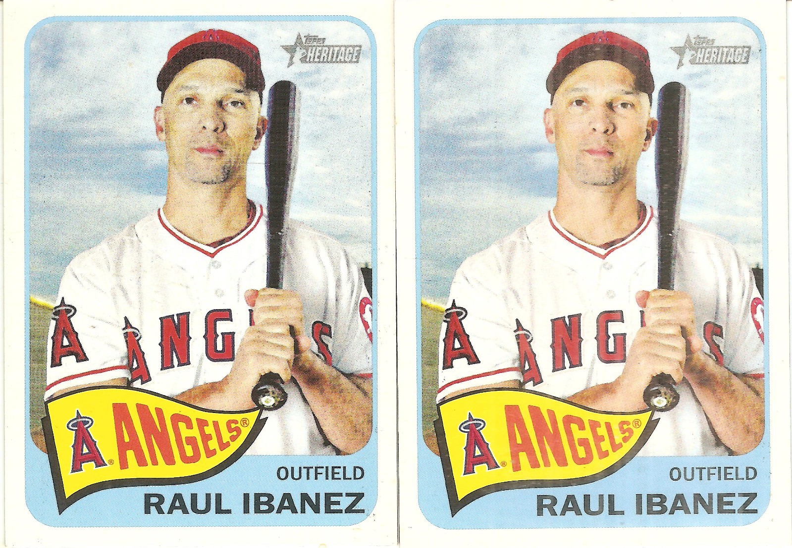 2 CARD 2014 TOPPS HERITAGE RAUL IBANEZ BASEBALL CARD LOT
