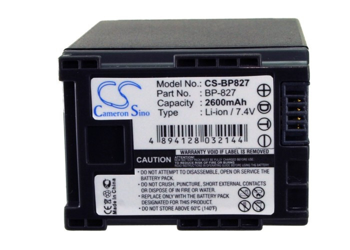 BATTERIE 2600mAh Type BP-827 BP-820 BP-828 For Canon FS10 FS11 FS20 FS100 FS200