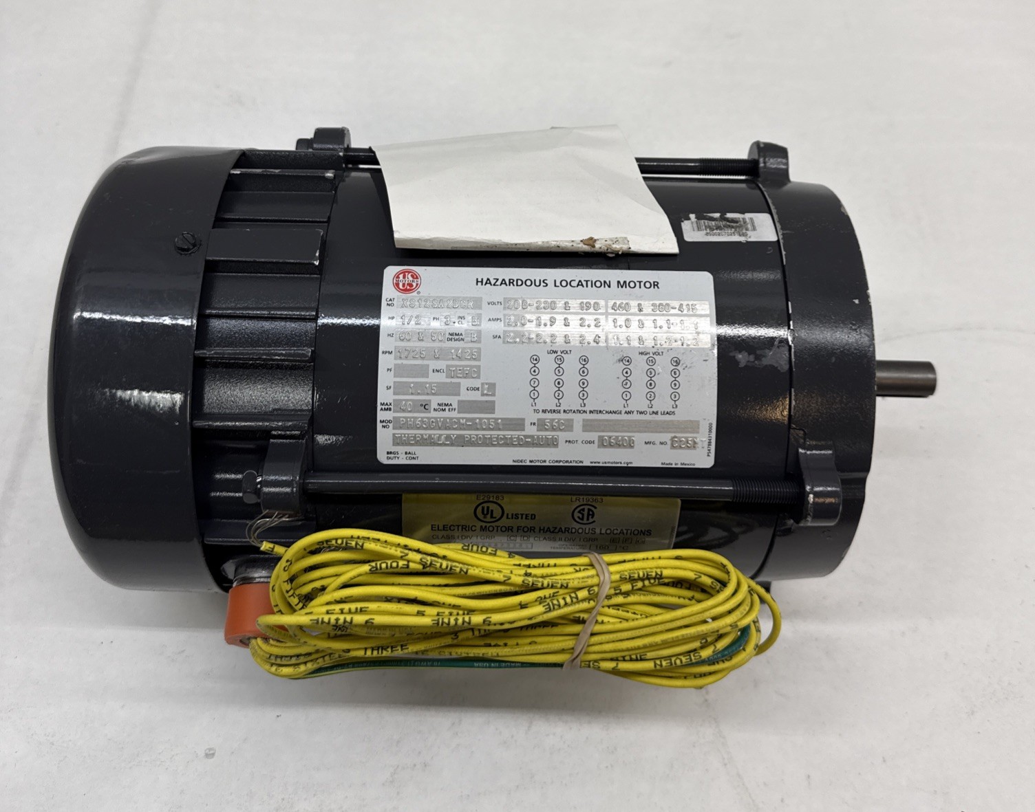 TEFC Hazardous Location, 1/2 HP, 3-Phase, 1725 RPM Motor, XS12SA2DCR