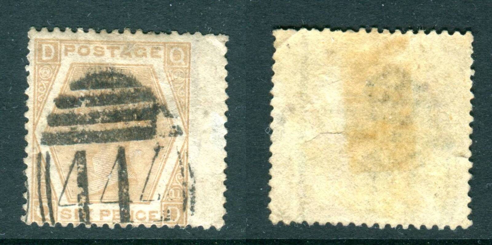 QV 6d Plate 11. Large Uncoloured Corner Letters 444 Leamington pm. Spray of Rose